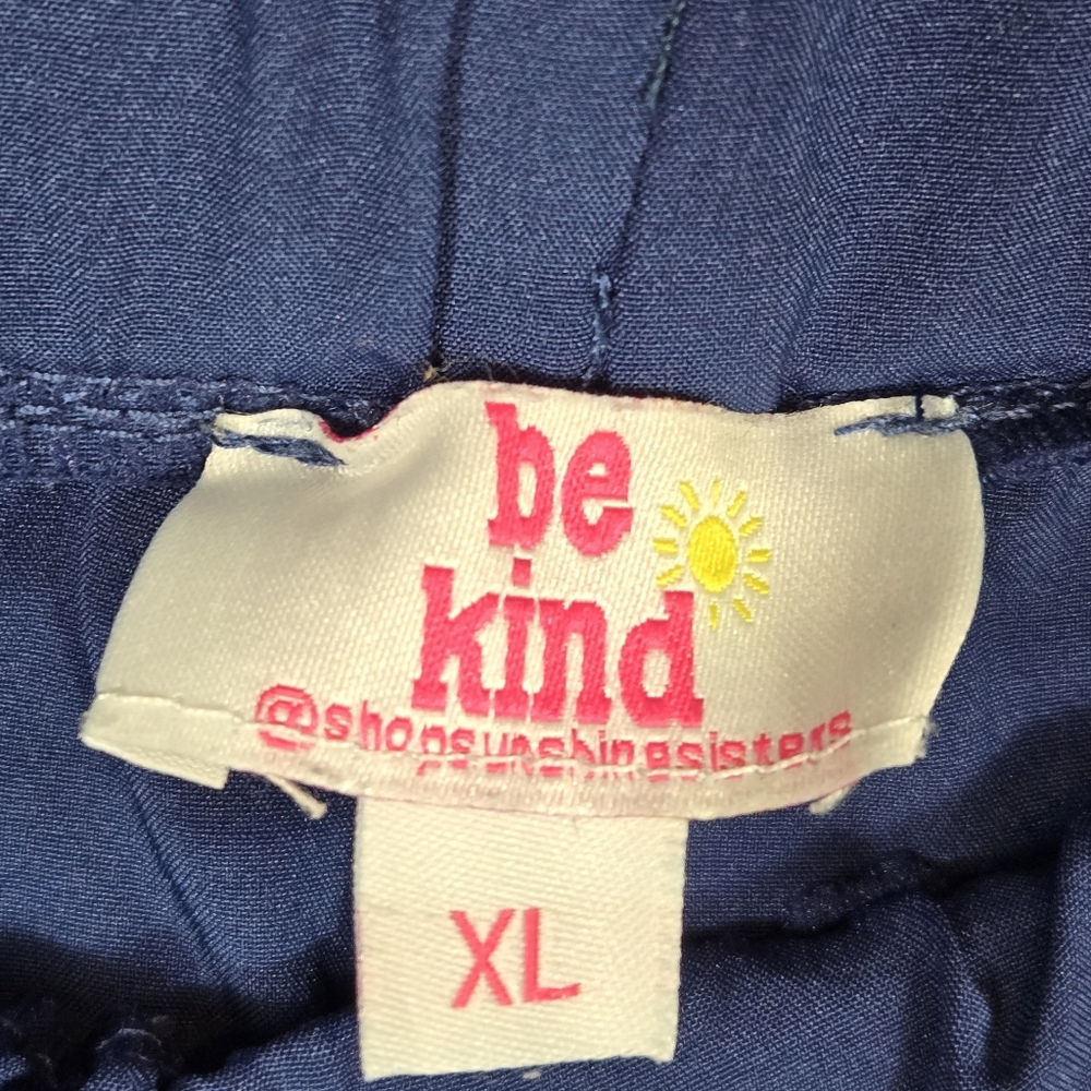 Be Kind Blue Scrub Jogger Elastic Drawstring Pull On Pants Womens Size XL - Picture 3 of 16